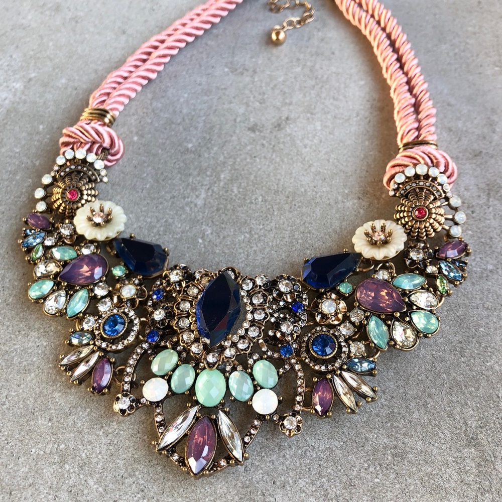 Blush and Blue Statement Necklace - Picture 4 of 7